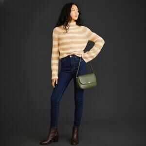 Anthropologie Maeve Mock Neck Striped Sweater Size XS